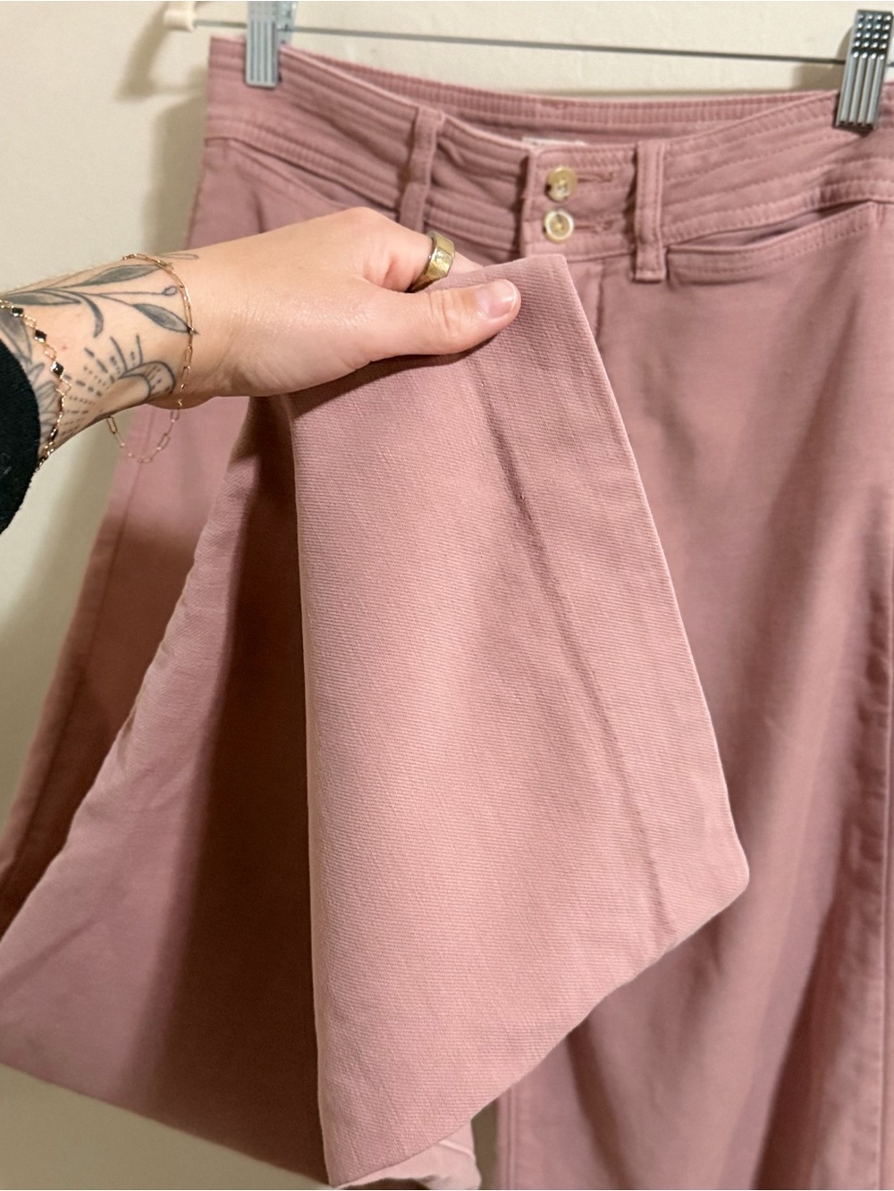 Faherty Stretch Terry Harbor Pants Mauve Pink Wide Leg High Rise Size 27 cotton - Picture 5 of 12